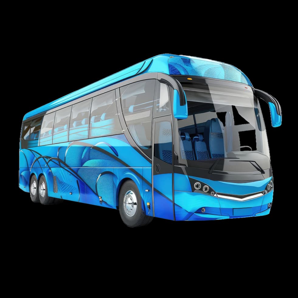 Route map with bus illustrations and markers